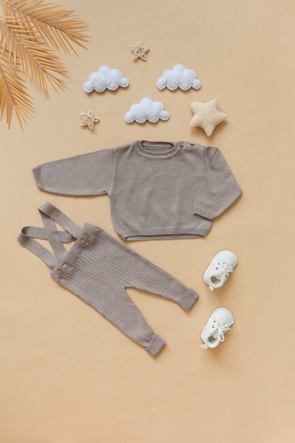 Комплект вязаный для малыша Шоколадный 