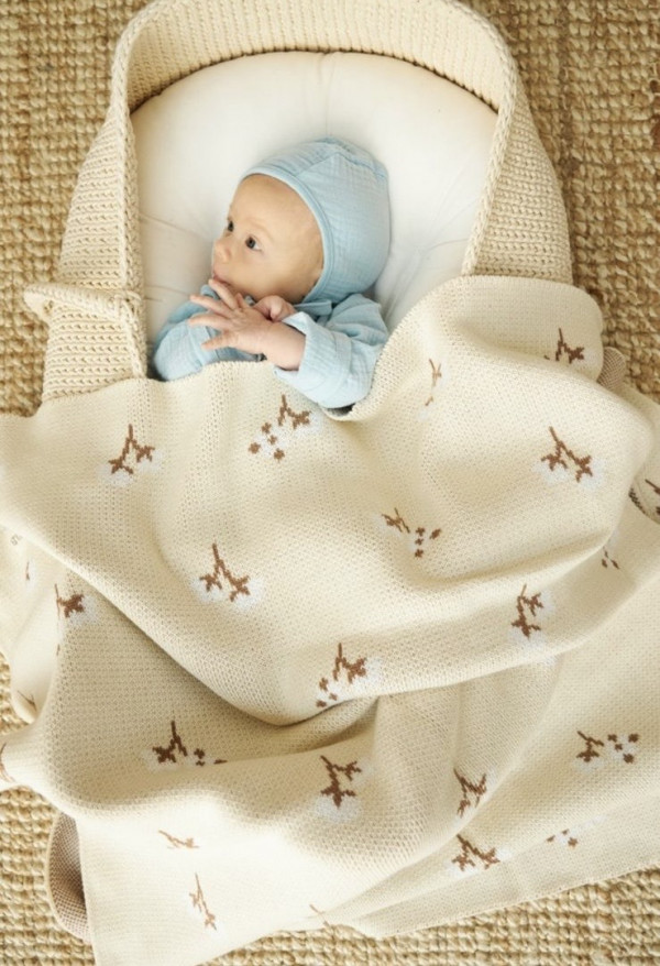 Плед хлопок из 100% органического хлопка 105*85см Молочный 