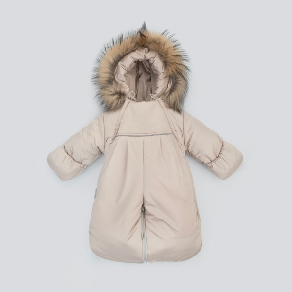 Комбинезон-трансформер "Орсетто", с опушкой, с отворотами, 3 сезона, капучино