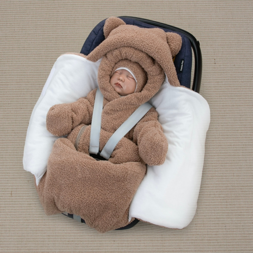 Комплект на выписку 5 предметов "Пушуня", демисезонный, бежевый