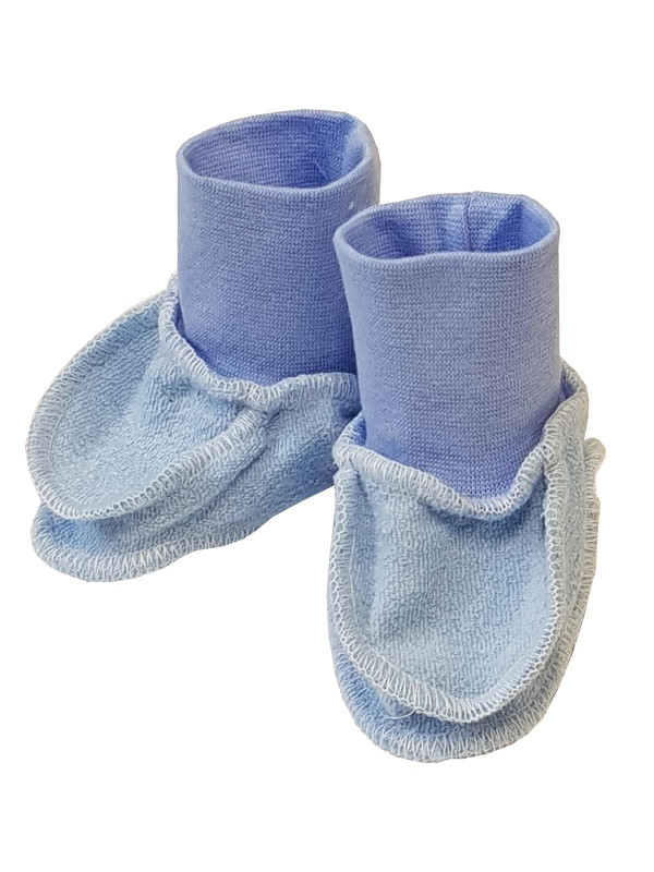 Пинетки махра внутри начес Голубые 0-3 мес