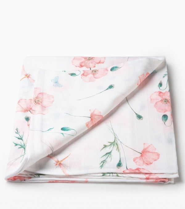 Муслиновая пеленка Маки 80*80 см