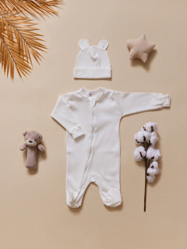 Комбинезон на молнии (кашкорсе) Молочный 