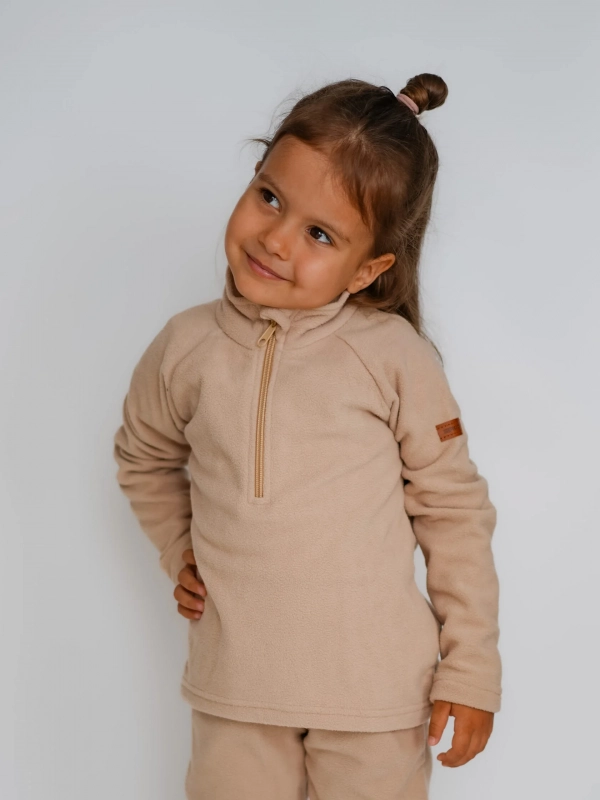 Флисовый костюм (кофта+брюки) коричневый