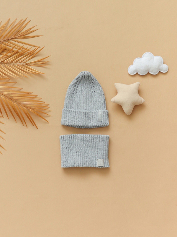 Шапочка тыковка со снудом Серый 