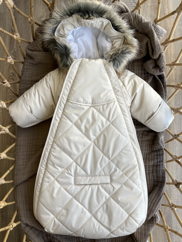 Конверт-комбинезон с ручками 0-6 мес (овечья шерсть и мех отстегиваются) Песочный 