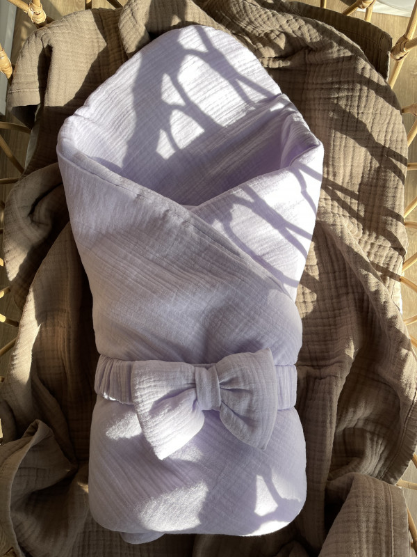 Конверт-одеяло с бантом "Жатка" Лаванда 