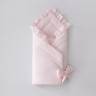 Одеяло на выписку 90х90 «Муслиновое», с бантом с рюшами летнее Розовый 
