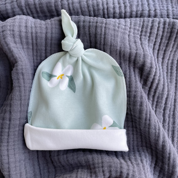 Шапочка-узелок Салатово-Белый