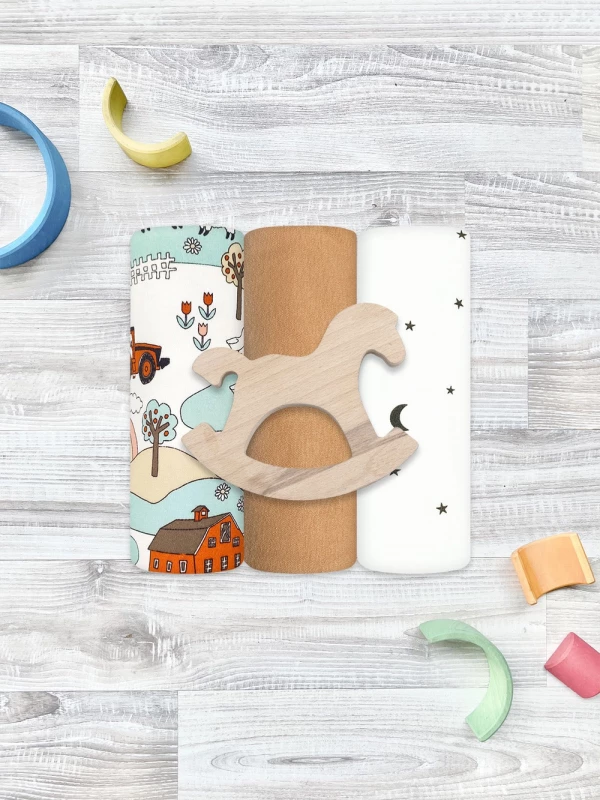 Сет из 3х пелёнок Mjölk Ферма/Camel/Ночное Небо 85*125 см